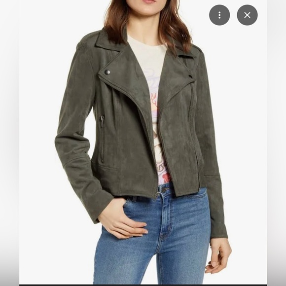 BB Dakota Jackets & Blazers - Green faux suede moto jacket nwt
